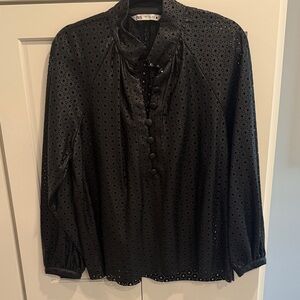 Ara Black Eyelet Blouse